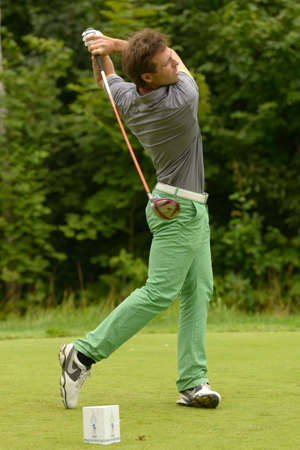 Moscow, Russia - July 28, 2013  Pablo Martin Benavides of Spain in action during final round of the M2M Russian Open at Tseleevo Golf   Polo Club in Moscow, Russia on July 28, 2013のeditorial素材