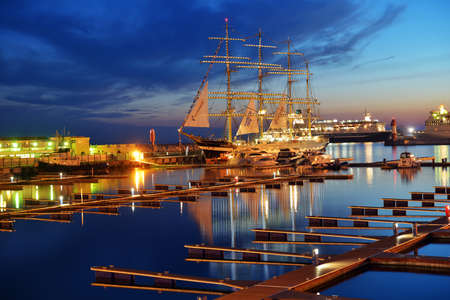 Sochi, Russia - February 14, 2014: Four masted barque Krusenstern anchored in the port of Sochi. Half hundred cadets work as volunteers on the XXII Winter Olympicsのeditorial素材