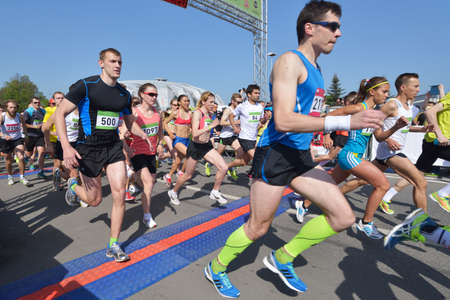 Moscow, Russia - May 18, 2014  Runners on the start of Moscow Half Marathon  It is the second race...