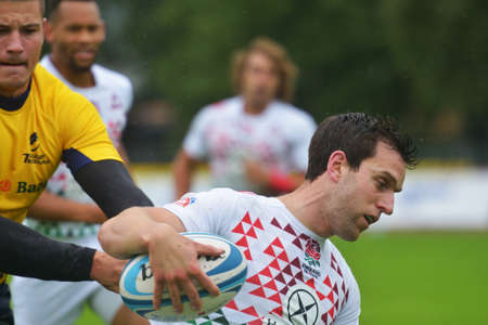 Moscow, Russia - June 28, 2014  Charlie Hayter of England in the match with Romania during the FIRA-AER European Grand Prix Series  England wins 45-0のeditorial素材