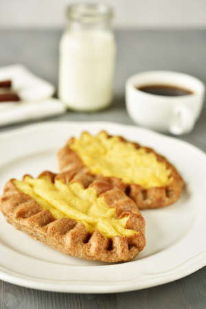Karelian pasties on a plateの写真素材