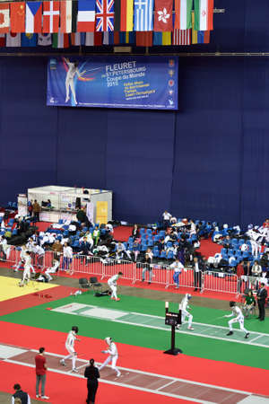 St. Petersburg Russia  May 1 2015: First day of competitions in 41th International fencing...