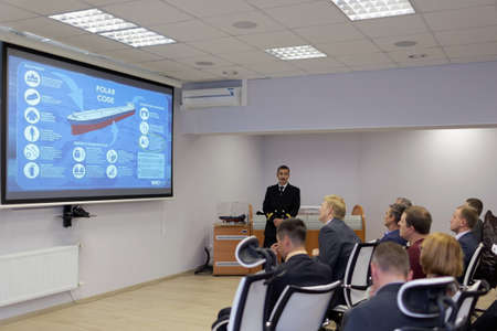 St. Petersburg, Russia - September 22, 2015: Presentation of the Ice navigation training center in...