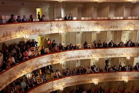 St. Petersburg, Russia - December 16, 2015: People in the Mikhailovsky theater before the closing ceremony of 4th St. Petersburg International Cultural Forumのeditorial素材