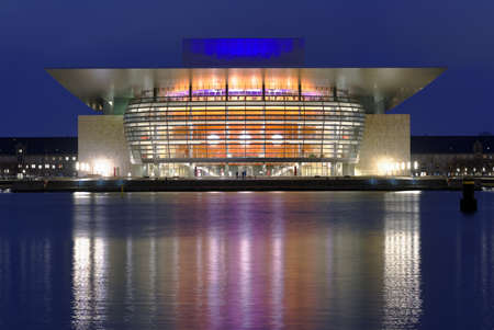 Copenhagen, Denmark - December 28, 2016: View to Copenhagen Opera House in evening. It is one of  the most modern and the most expensive opera houses ever built with construction costs well over US$500 millionのeditorial素材