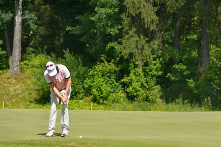 Tseleevo, Moscow region, Russia - July 24, 2014: Unidentified golfer on the golf course in the Tseleevo Golf & Polo Club during the M2M Russian Open. This international golf tournament is the stage of the European Tourのeditorial素材