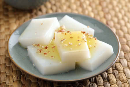 Milk and honey detox agar jelly with pecan nuts