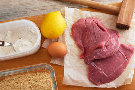 Ingredients for cooking Wiener schnitzel