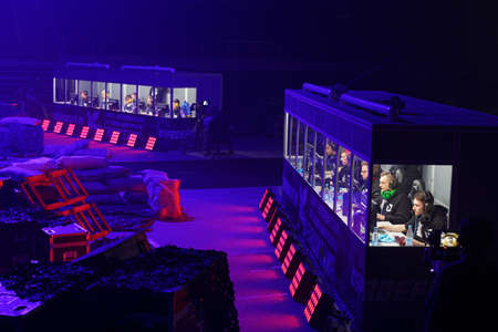 St. Petersburg, Russia - February 22, 2018: Teams of gamers during St. Petersburg Cyber-Sport Festival. Main event of the festival is the Counter-Strike: Global Offensive tournamentのeditorial素材
