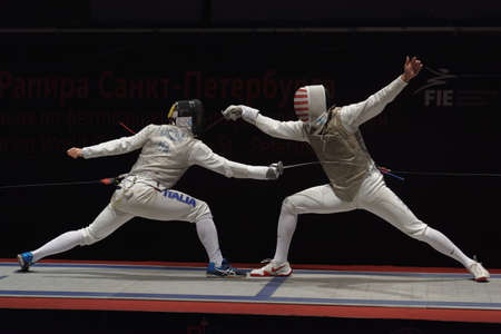 St. Petersburg, Russia - May 6, 2018: Final match USA vs Italy during Fencing World Cup...