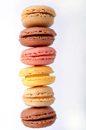 Tower of macarons isolated on white background