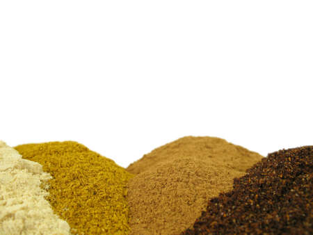 Various types of spices with room at top for copyの写真素材