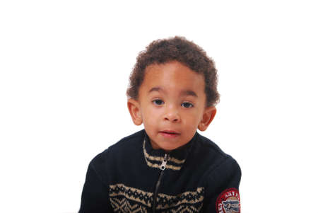 A multi-racial  boy isolated on white.