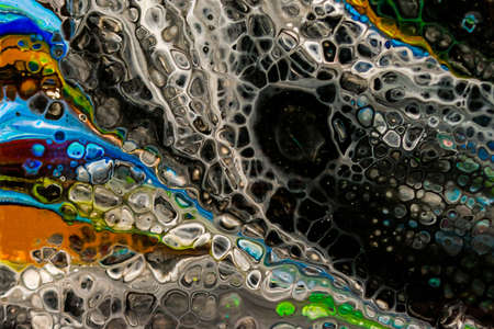 Handmade modern abstract painting. Made with fluid acrylic paints, by acrylic pouring with silicone...