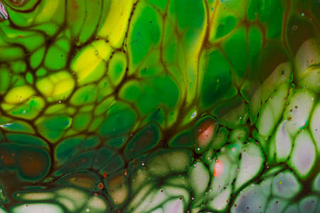 Handmade modern abstract painting. Made with fluid acrylic paints, by acrylic pouring with silicone and torching. Useable as a background or texture.の写真素材