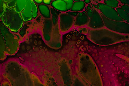 Handmade modern abstract painting. Made with fluid acrylic paints, by acrylic pouring with silicone and torching. Useable as a background or texture.の写真素材