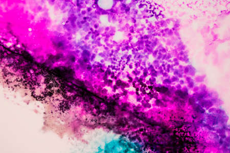Handmade modern abstract painting. Made with alcohol inks, by using watercolor techniques and rubbing alcohol. Useable as a background or texture.の写真素材