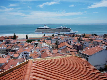 Cruise ship in Lisbonのeditorial素材
