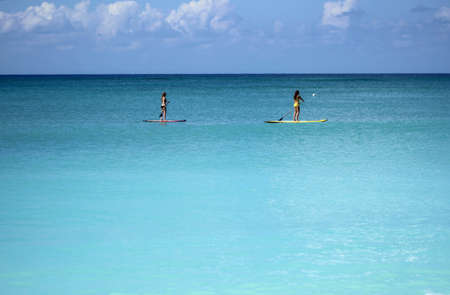 Caribbean. Сayman islands. Stand up paddlingの写真素材