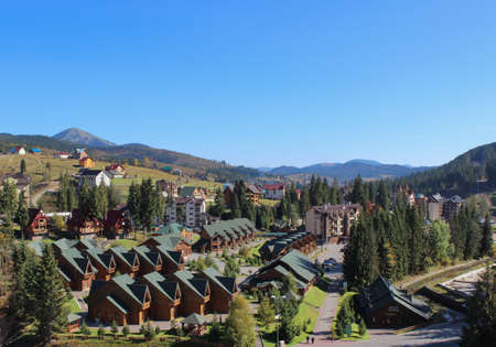 Modern ski resort in summer time. Bukovel, Ukraineの写真素材