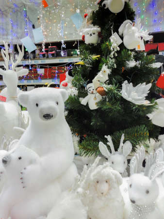 Christmas toys on a big supermarketのeditorial素材