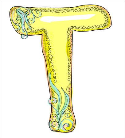 alphabet, golden letter Tのイラスト素材