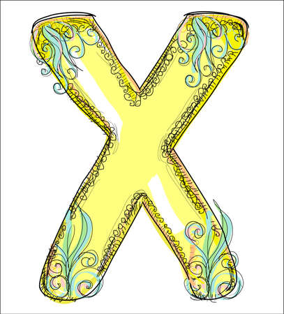 alphabet, golden letter Xのイラスト素材