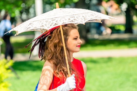 MOSCOW, RUSSIA - 18 MAY: Participant of annual carnival in Moscow in Ermitage Garden. Moscow, 18 may, 2013のeditorial素材
