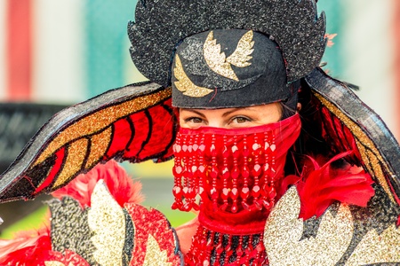 MOSCOW, RUSSIA - 18 MAY: Participants of annual carnival in Moscow in Ermitage Garden - woman in mask. Moscow, 18 may, 2013のeditorial素材