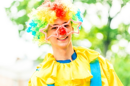 MOSCOW, RUSSIA - 18 MAY: Participants of annual carnival in Moscow in Ermitage Garden - clown. Moscow, 18 may, 2013のeditorial素材