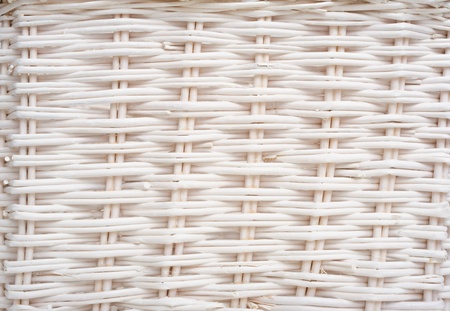 Closeup of wicker texture, painted in white wooden material with horizontal compositionの写真素材
