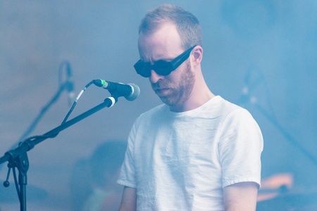 MOSCOW, RUSSIA - 1 JUNE: Al Doyle (Hot Chip) playing on Moscow Ahmad Tea Music Festival. Moscow, 1 June, 2013のeditorial素材