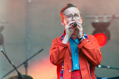 MOSCOW, RUSSIA - 1 JUNE: Alexis Taylor (Hot Chip) playing on Moscow Ahmad Tea Music Festival. Moscow, 1 June, 2013のeditorial素材