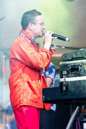 MOSCOW, RUSSIA - 1 JUNE: Alexis Taylor (Hot Chip) playing on Moscow Ahmad Tea Music Festival. Moscow, 1 June, 2013のeditorial素材