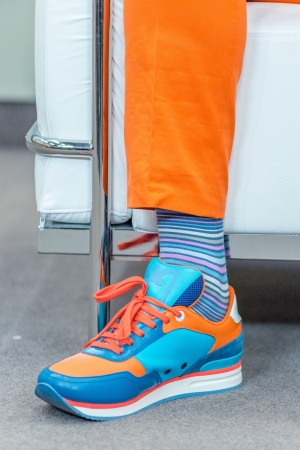MOSCOW, RUSSIA - June, 5: Oleg Tinkov wears color shoes on press-conference about his love and passion - new Tinkoff beer. Moscow, June 5, 2013のeditorial素材