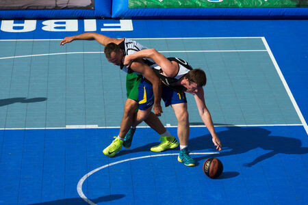 Tallinn, Estonia, August 9, 2014 - Streetball in the center of Tallinn, Estonia. Vitalij LukÅ¡a (Stangistai, Lithuania)のeditorial素材