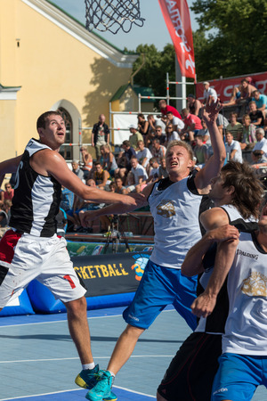 Tallinn, Estonia, August 9, 2014 - Streetball in the center of Tallinn, Estoniaのeditorial素材