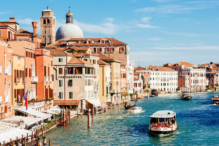 Church San Geremia and ACTV vaporetto on Grand Canalのeditorial素材