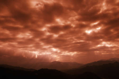 It's very beautiful coluds and light, painted with color that I feeled what it was.の写真素材