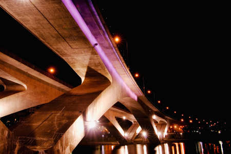 It's a colorful bridge in Taiwan. This architecture connected two part.の写真素材