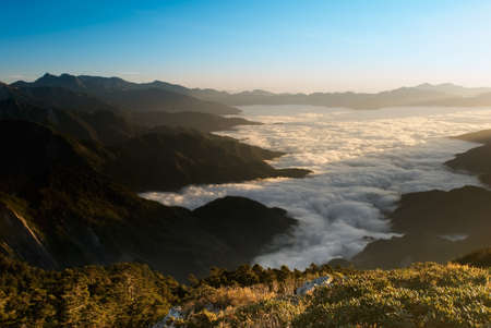 Clouds like the sea in high mountain landscape.の写真素材