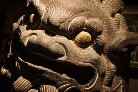 The isolated chinese temple stone carving - lion.の写真素材