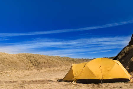 Special tent set on the grassland of high mountain.の写真素材