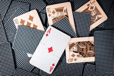 It is a old poker with royal flush.のeditorial素材