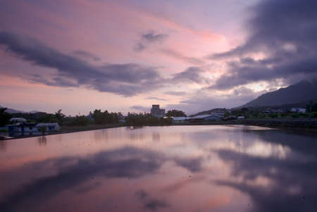 It is paddy field full of water.の写真素材