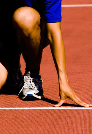 It was a sportsman lined up getting ready for race.の写真素材