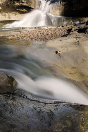 It is a beautiful waterfall from the river.の写真素材
