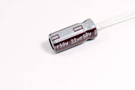 It is Aluminum Electrolytic Capacitors on white background.の写真素材