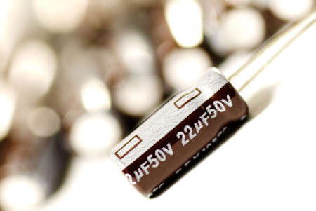 It is Aluminum Electrolytic Capacitors on white background.