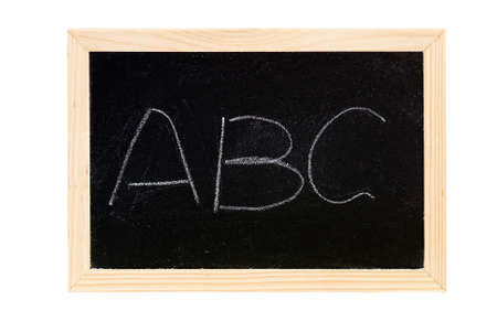Blackboard was writing white words of "ABC".の写真素材